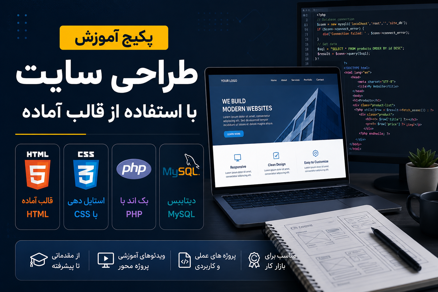 آموزش طراحی سایت با استفاده از قالب آماده